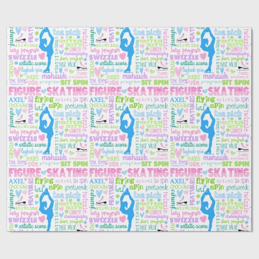 パステル調のフィギュアスケート選手はタイポグラフィを言い表わします ラッピングペーパー (フラット)