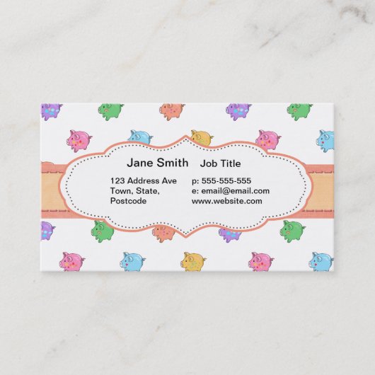 パステル調のブタパターン 名刺 (正面)