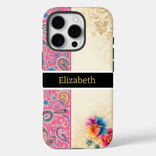 パステル調のペイズリーの花と愛らしいピンクの花柄 Case-Mate iPhoneケース (裏面)