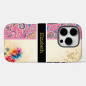 パステル調のペイズリーの花と愛らしいピンクの花柄 Case-Mate iPhoneケース (裏面 (横))