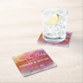 パステル調のペンキの白い背景のコースター スクエアペーパーコースター (インサイチュ)