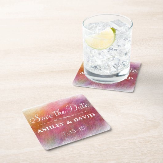 パステル調のペンキの白い背景のコースター スクエアペーパーコースター (インサイチュ)