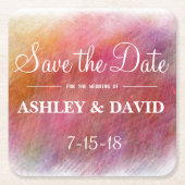 パステル調のペンキの白い背景のコースター スクエアペーパーコースター (正面)