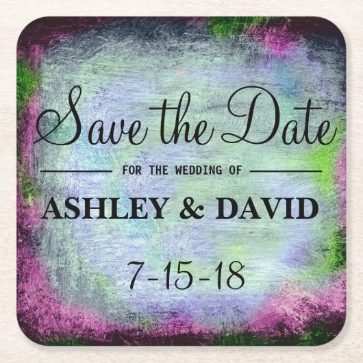 パステル調のペンキの黒の背景のコースター スクエアペーパーコースター (正面)