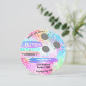 パステル調のボーリング・ボールのボーリング、誕生会 招待状 (スタンド正面)