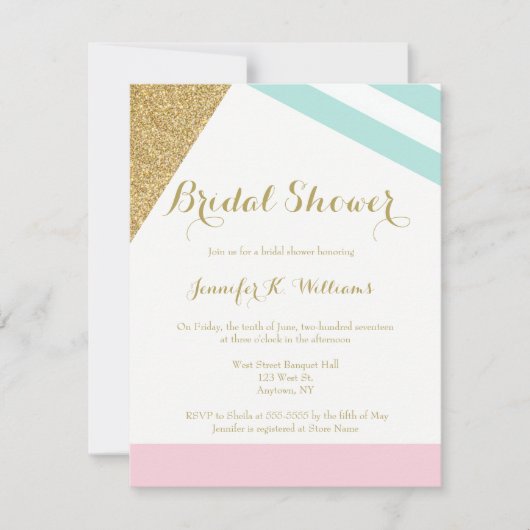 パステル調のモダンで幾何学的なブライダルシャワー招待状 招待状 (正面)