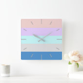 パステル調のモモの紫色の真新しい灰色青色のブロック スクエア壁時計 (ホーム)