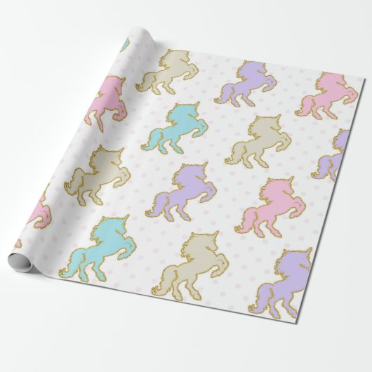パステル調のユニコーンの包装紙 ラッピングペーパー (アンロールド)