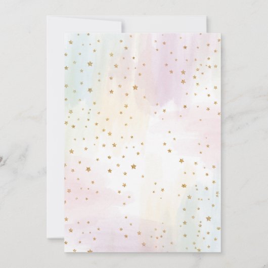 パステル調のユニコーンの花の子供の誕生日 招待状 (裏面)