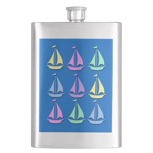 パステル調のヨットパターン報酬のフラスコ フラスク (正面)
