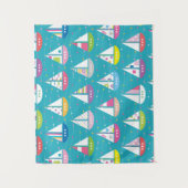 パステル調のヨットパターン タペストリー (正面)