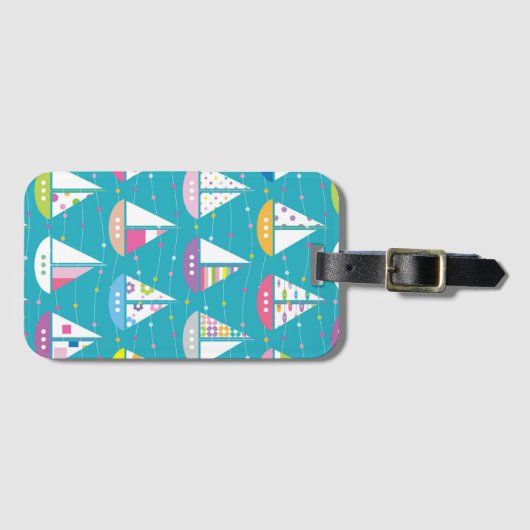パステル調のヨットパターン ラゲッジタグ (正面横)
