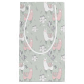 パステル調のラマパターン スモールペーパーバッグ (正面)