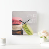 パステル調のヴィンテージ色のフランスのなmacaroons スクエア壁時計 (ホーム)