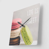 パステル調のヴィンテージ色のフランスのなmacaroons スクエア壁時計 (傾斜)