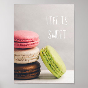 パステル調のヴィンテージ色のフランスのなmacaroons ポスター