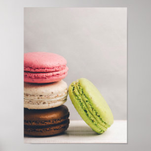 パステル調のヴィンテージ色のフランスのなmacaroons ポスター