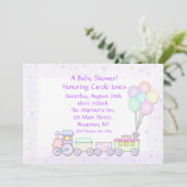 パステル調の列車のベビーシャワーの招待状 招待状 (スタンド正面)