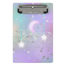 パステル調の夜空に輝く月と星のきらめきがかわいいデザイン