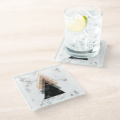 パステル調の大理石のプリントのデザイン ガラスコースター (アングル)