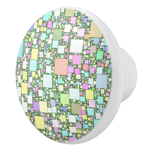 パステル調の小型箱のアートワークのデザイン セラミックノブ (右)