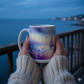 パステル調の帆船 海岸の夢景色 コーヒーマグカップ