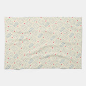 パステル調の幸せな歯パターン キッチンタオル (横)