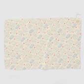 パステル調の幸せな歯パターン ゴルフタオル (横)