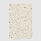 パステル調の幸せな歯パターン ゴルフタオル (正面)