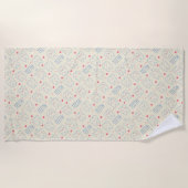 パステル調の幸せな歯パターン ビーチタオル (正面)