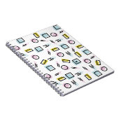 パステル調の幾何学的な形パターンモノグラム ノートブック (右側)