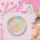 パステル調の数々のな水彩画のデザインの紙皿 ペーパープレート (パーティー)