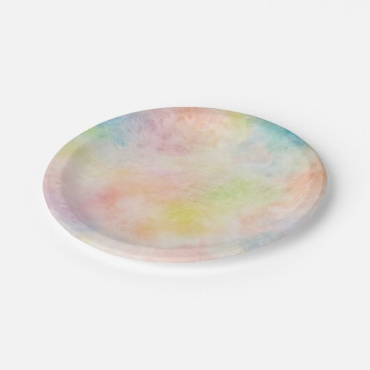 パステル調の数々のな水彩画のデザインの紙皿 ペーパープレート (アングル)