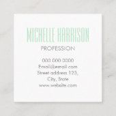 パステル調の最小主義のモダンではっきりしたなこんにちはの名刺 スクエア名刺 (裏面)