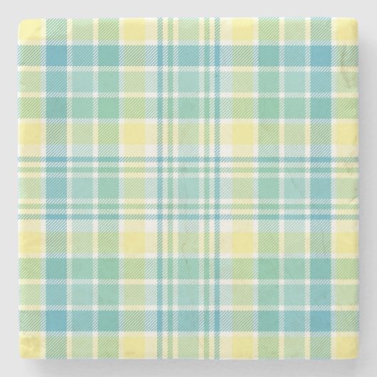 パステル調の格子縞 ストーンコースター (正面)