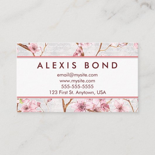 パステル調の桜のデザイン 名刺 (正面)