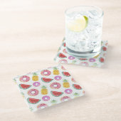 パステル調の水彩画のプールの浮遊物パターン ガラスコースター (アングル)