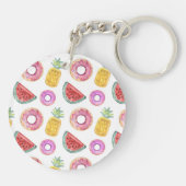 パステル調の水彩画のプールの浮遊物パターン キーホルダー (裏面)