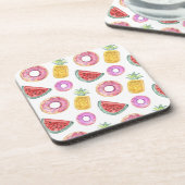 パステル調の水彩画のプールの浮遊物パターン コースター (左側)