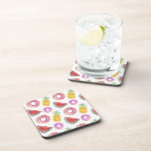 パステル調の水彩画のプールの浮遊物パターン コースター (右側)