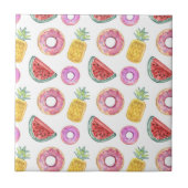 パステル調の水彩画のプールの浮遊物パターン タイル (正面)