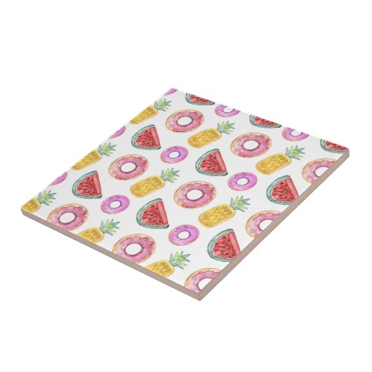 パステル調の水彩画のプールの浮遊物パターン タイル (側面)