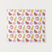 パステル調の水彩画のプールの浮遊物パターン タペストリー (正面(横))