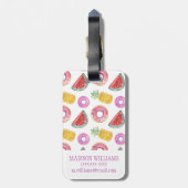 パステル調の水彩画のプールの浮遊物パターン ラゲッジタグ (裏面縦)