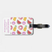パステル調の水彩画のプールの浮遊物パターン ラゲッジタグ (裏面横)