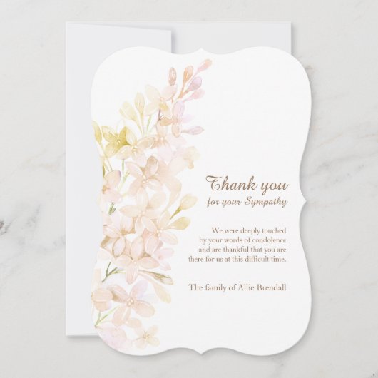 パステル調の水彩画のライラックの死別は感謝していしています サンキューカード (正面)