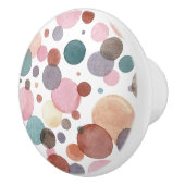 パステル調の水彩画の手塗りの水玉模様の装飾 セラミックノブ (右)