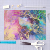 パステル調の水彩画の星雲のモダンな金ゴールドの大理石 薄葉紙 (クラフト)