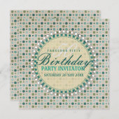 パステル調の水玉模様の第50バースデーパーティ招待状 招待状 (正面/裏面)