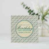 パステル調の水玉模様の第50バースデーパーティ招待状 招待状 (スタンド正面)